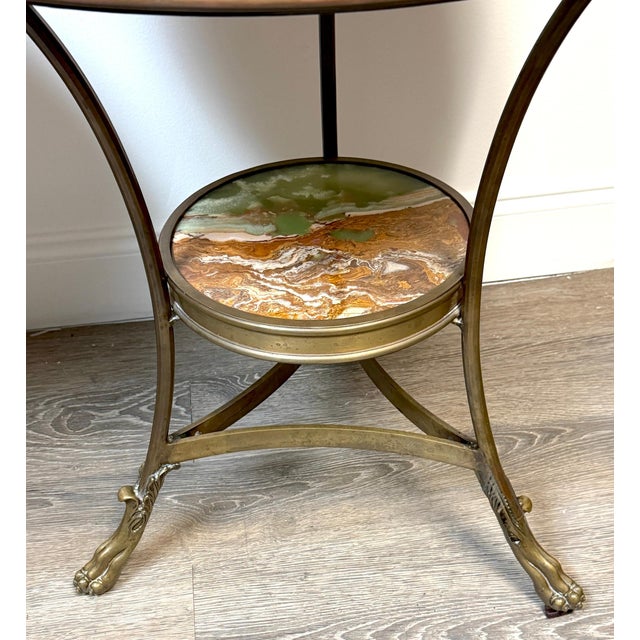 Pair French Neoclassical Bronze & Book-Matched Onyx Gueridons For Sale - Image 12 of 15