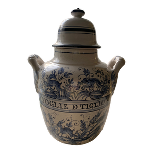 Vintage Italian Blue/White Apothecary Jar