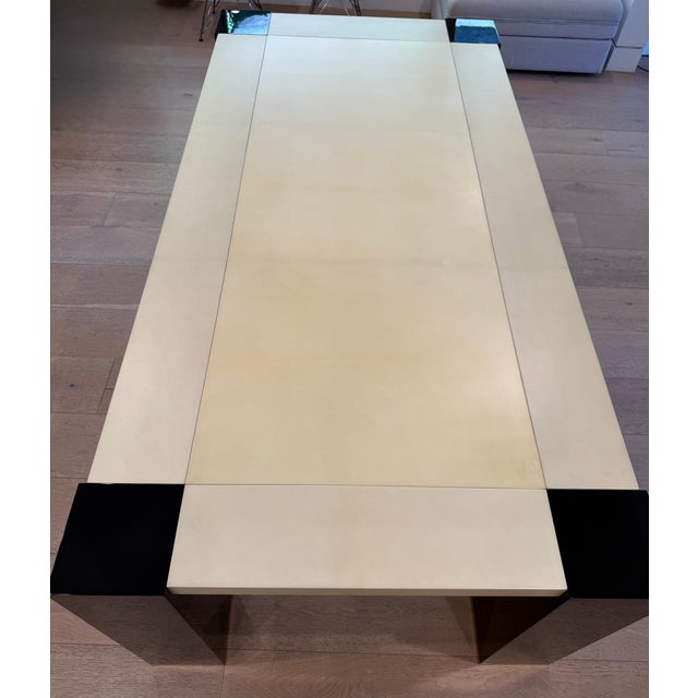 Armani Casa Armani Casa Goatskin Parchment and Black Lacquer Dining Table For Sale - Image 4 of 11
