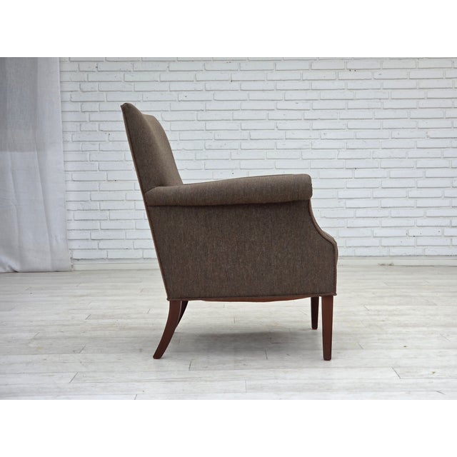 Danish Armchair in Green Velour and Ash, 1960s For Sale - Image 4 of 18