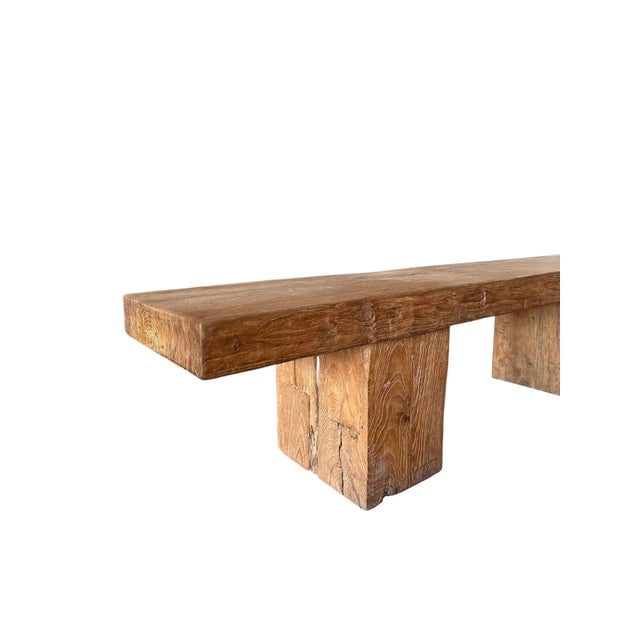 Solid Teak Wood Sculptural Bench, Modern Organic For Sale - Image 6 of 8