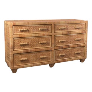 Danny Ho Fong Style Rattan Wrapped Dresser For Sale