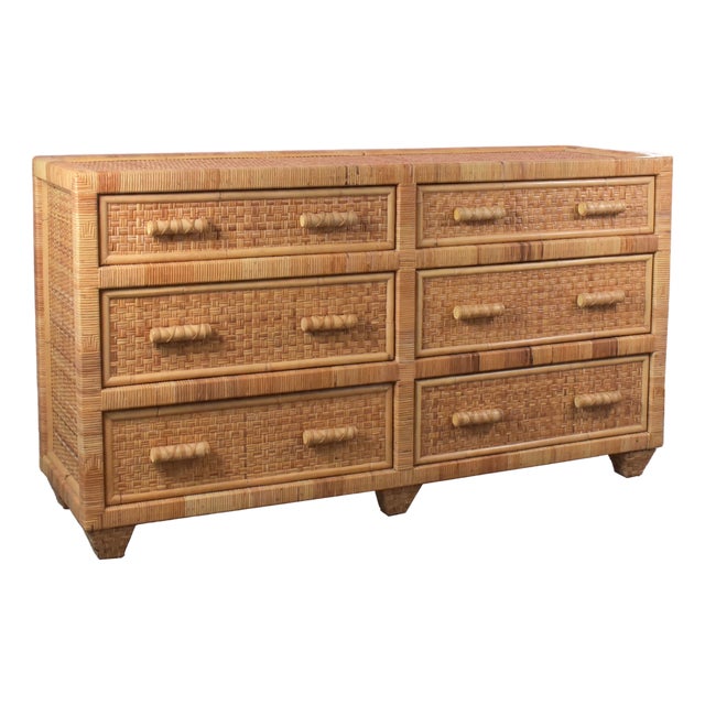 Danny Ho Fong Style Rattan Wrapped Dresser For Sale
