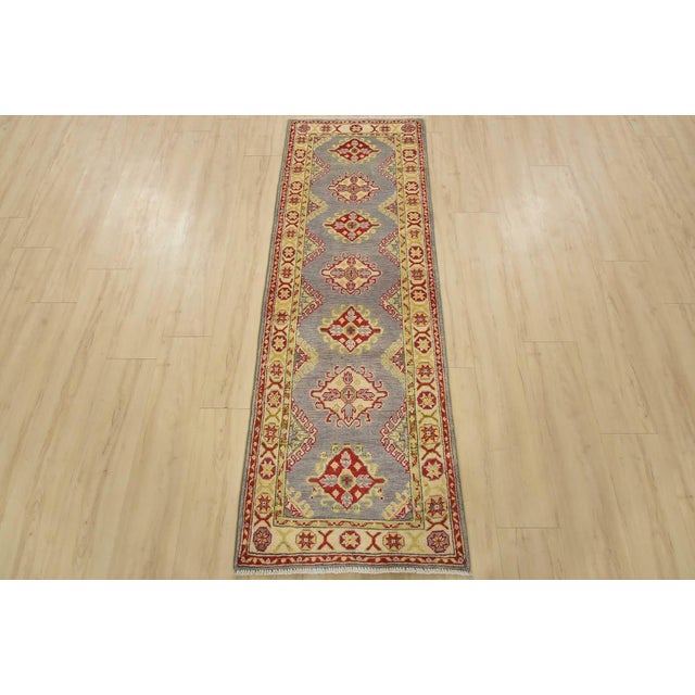 Farmhouse Kazak Runner 2’2” X 6’4” Gray Wool Tribal Hand-Knotted Oriental Rug For Sale - Image 3 of 12