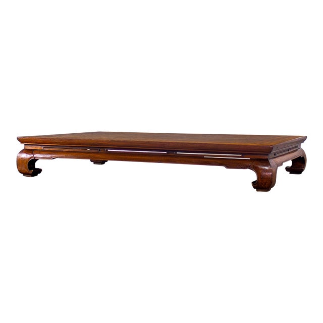 19th to Early 20th Century Chinese Ming Style Waisted Opium Bed or Monumental Coffee Table W/Chow Legs For Sale