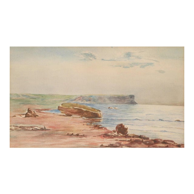 Original Vintage Coastal Watercolor Painting. For Sale
