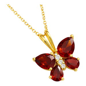 Garnet Butterfly Gemstone Pendant Necklace in 925 Sterling Silver