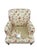 Pair of Lee Industries Floral Upholstered Lounge Chairs With Brass Casters For Sale - Image 10 of 12