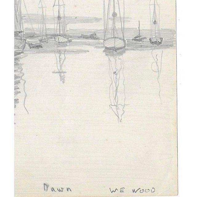 1943 sailing drawing on paper by Devon, UK artist William E. Wood. Signed lower right. Combined shipping available, please...