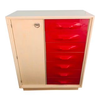 1970s Treco Space Age Cherry Red Gentleman’s 6 Drawer Wardrobe Dresser For Sale
