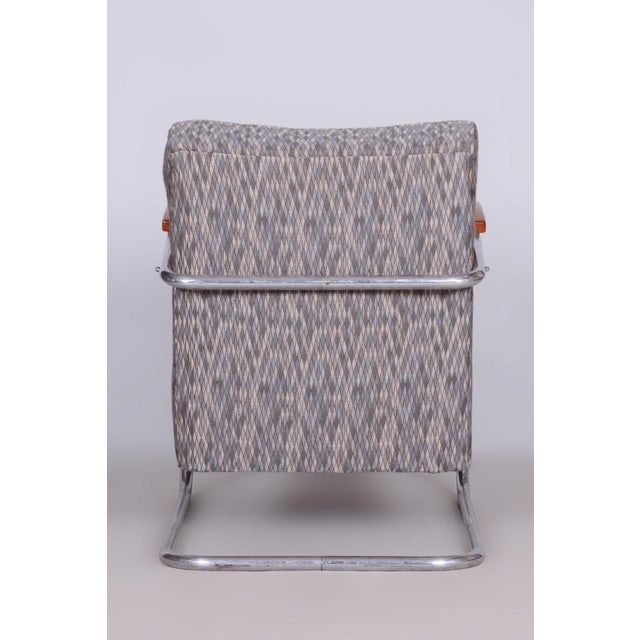 Czech Bauhaus Armchair in Chrome and Beech attributed to Mücke Melder, 1930s For Sale - Image 9 of 10