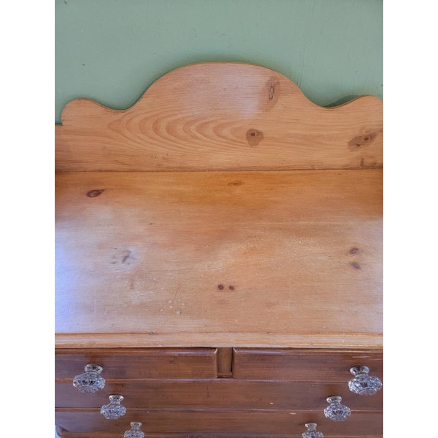 Beige Antique Pine Two Drawers Over Two Drawers - Chest of Drawers With Gallery Back - From England For Sale - Image 8 of 12