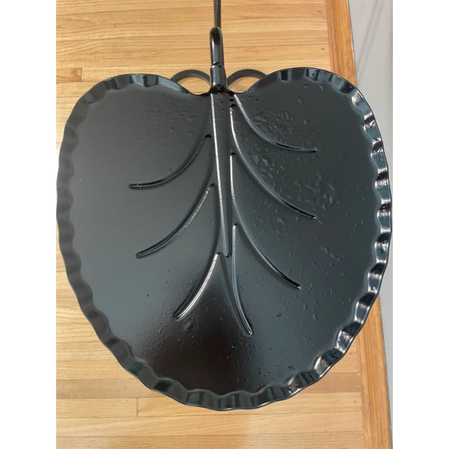 1960s Attributed to Salterini Pair of Lily Pad Nesting Wrought Iron Patio Tables Black For Sale - Image 5 of 10