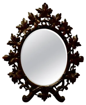 Black Forest Carved Oval Mirror, 1880