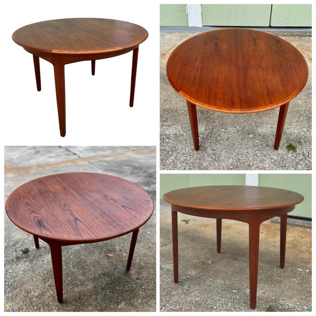 Sorø Stole Danish Extendable Teak Round/Oval Dining Table | Fold-Down Ladder Leg For Sale - Image 12 of 12