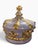 Absolutely fabulous vintage decorative box with a regal crown-inspired design. The substantial lavender-purple ceramic...