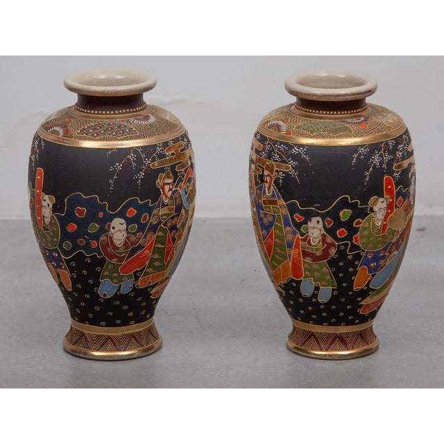 Gold Japonisme Satsuma Vases in Ceramic, Japan, 1920, Set of 2 For Sale - Image 8 of 9