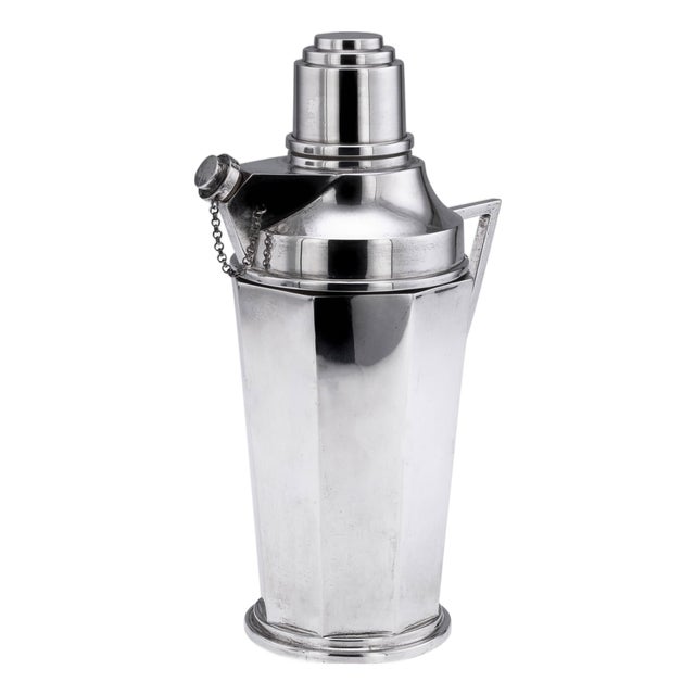 Vintage Art Deco English Silver Cocktail Shaker, 1934 For Sale