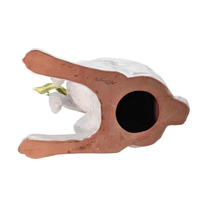 Large White Rabbit Statement Animal Sculpture Earth Needs California Glazed Terracotta Statue 27.5" For Sale - Image 14 of 17