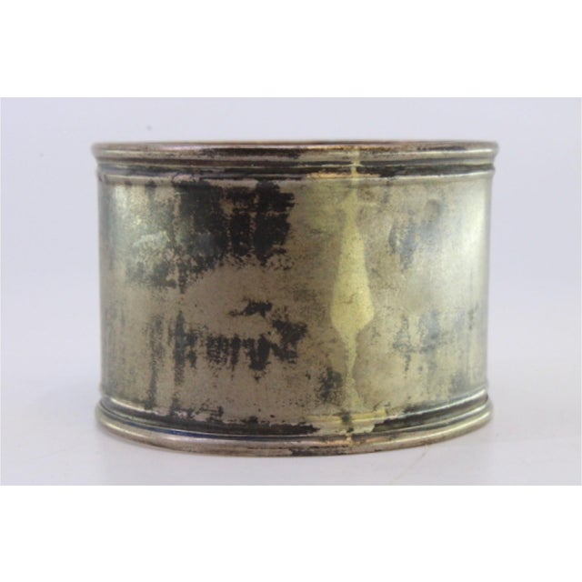 Metal Silver Napkin Ring with Raised Floral Motifs and Monogram For Sale - Image 7 of 8