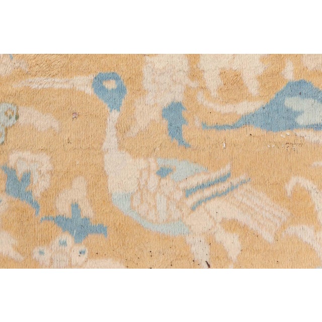 Authentic Indian Animal Design, Orange, Handmade Wool Carpet For Sale - Image 9 of 11