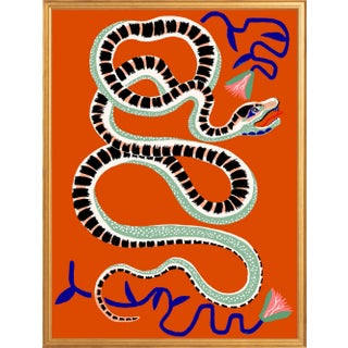 "Philosopher Snake in Burnt Orange" Contemporary Framed Giclee Print by Sarah Gordon For Sale