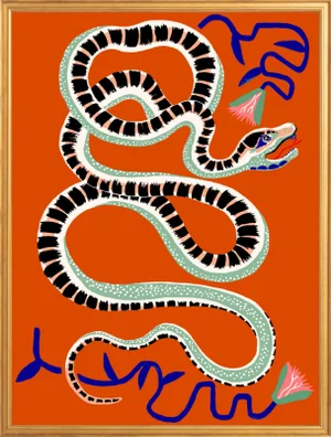 "Philosopher Snake in Burnt Orange" Contemporary Framed Giclee Print by Sarah Gordon