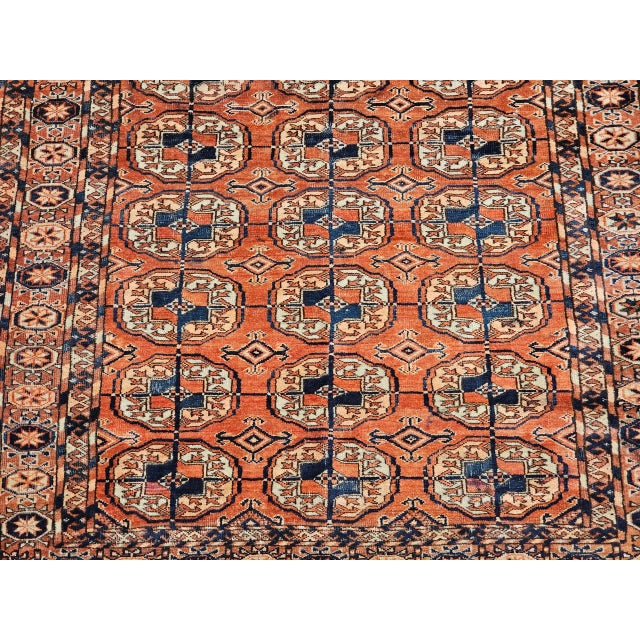 Black Vintage Turkmen Tekke Area Rug, Wool Pile, Brick-Red, Early 1900s For Sale - Image 8 of 12