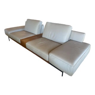 Mid Century Plane Sofa With Bracci Leather For Sale