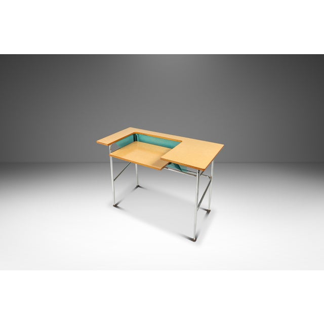 Metal Mid-Century Modern Industrial Writer's Desk / Computer Desk W/ Adjustable Height Desk Top in Chrome & Metal, Usa, C. 1970s For Sale - Image 7 of 18