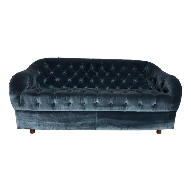 1970s Ward Bennett Tufted Velvet Loveseat For Sale