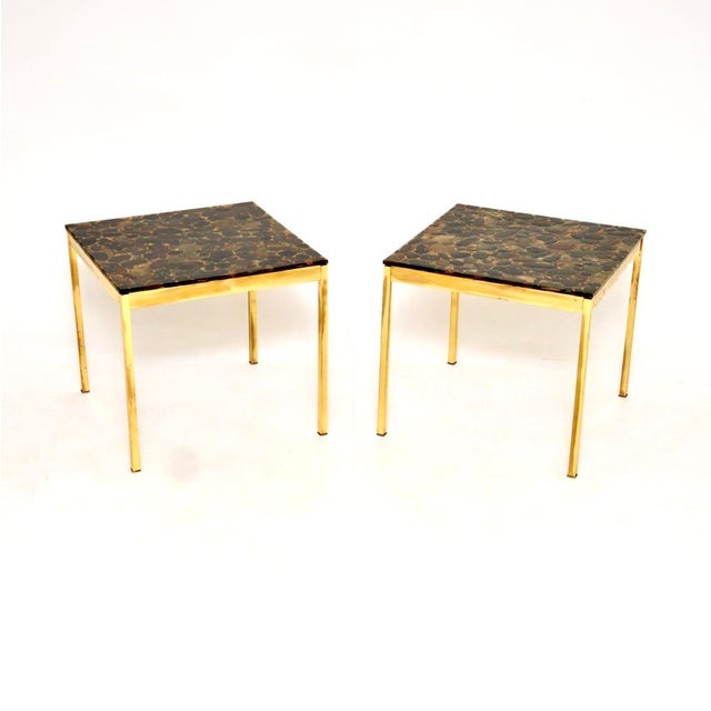 Vintage Swedish Brass and Stone Side Tables, 1970, Set of 2 For Sale - Image 11 of 11
