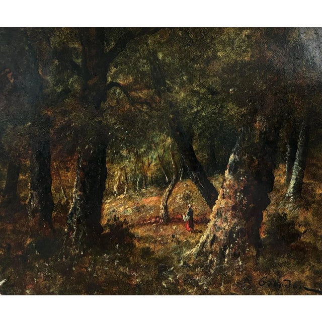 René Gourdon, Peasant Woman in the Forest, Oil on Canvas For Sale - Image 12 of 12
