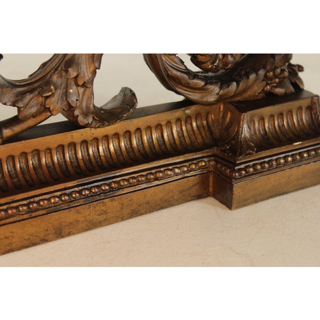 French Louis XV Style Antique Bronze Pair of Cherub Andirons For Sale - Image 11 of 18