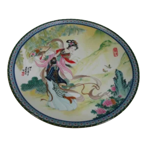 Vintage Chinese Porcelain Plate: " Beauties of the Red Mansion"