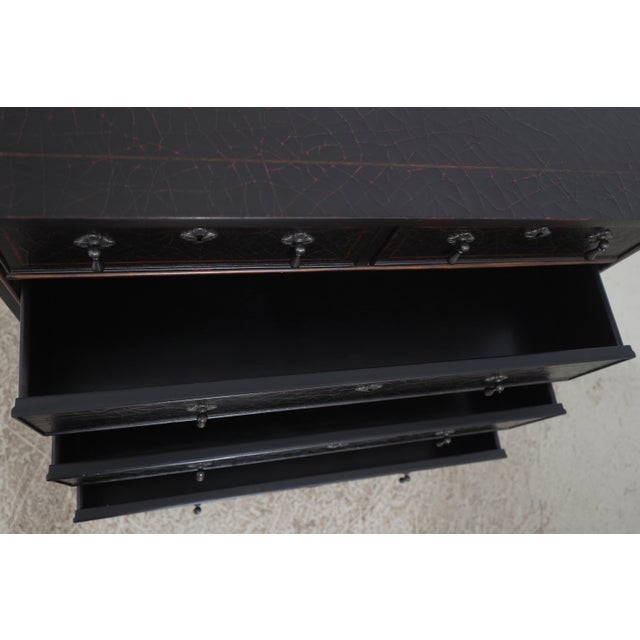 Baker Furniture Company 1990s Baker Milling Road Crackle Finish Black Chest For Sale - Image 4 of 17