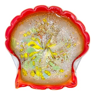 Murano Glass "Tutti Frutti" or "Bizantino" Bowl With Golden Flakes 1960's Avem For Sale
