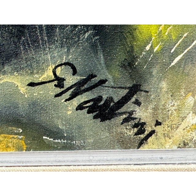 G. Nosdini Urban landscape with bare trees in foreground. 1950's - 1960's. Oil on canvas. 23 x 31 unframed, 30 x 38 framed.