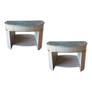 Sculptural Half-Moon Console Tables by Jean-Rémy Couradette, Set of 2 For Sale