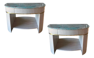 Sculptural Half-Moon Console Tables by Jean-Rémy Couradette, Set of 2