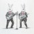 A Framed Fine Art print of two bunnies wearing suits playing the guitar by Max & Alma. Max and Alma create kitsch, pop,...