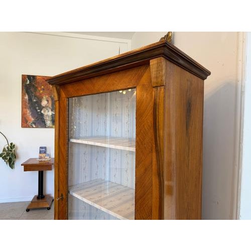 Ceramic Biedermeier Display Cabinet in Glass and Walnut For Sale - Image 7 of 10