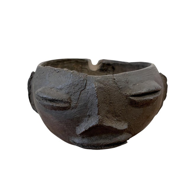 1980s Vintage Kuba Wooden Cup Figural Head Congo 10" D For Sale - Image 5 of 6