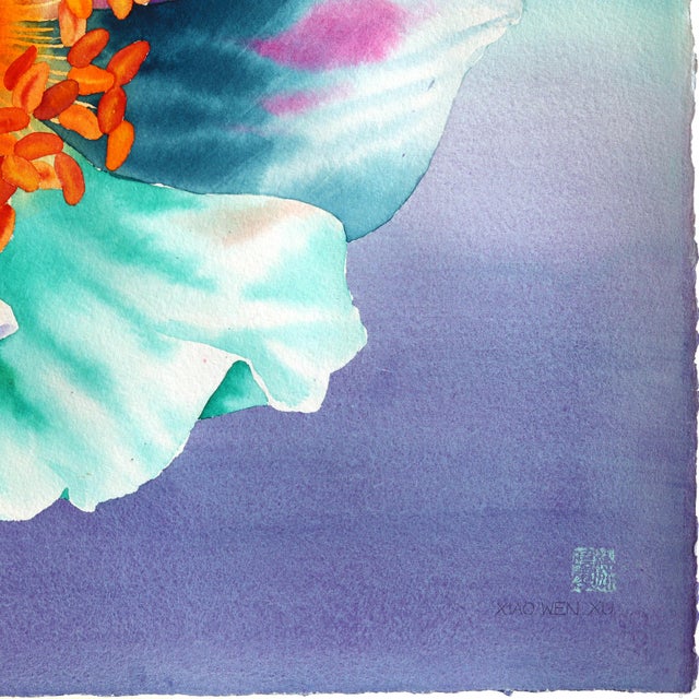 2020s Dreamland Anemone - Original Abstract Floral Colorful Flower Watercolor Painting by Xiao Wen Xu For Sale - Image 5 of 6