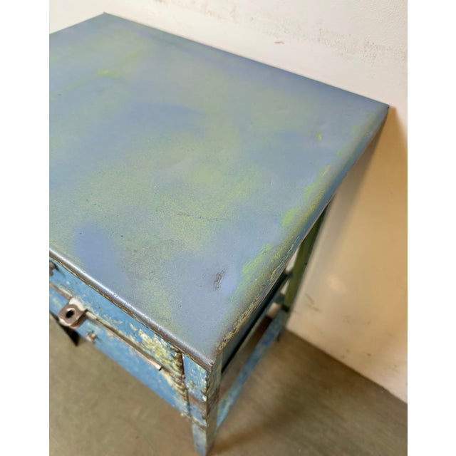 Industrial Blue Iron Chest of Drawers, 1950s For Sale - Image 6 of 18