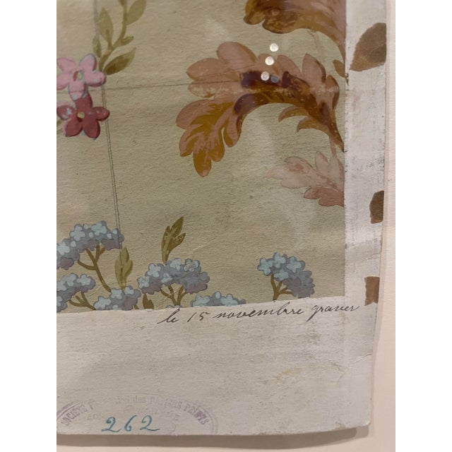 Green Antique French Wall Covering Strike-Off For Sale - Image 8 of 12