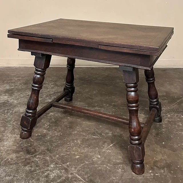 Coffee Antique Rustic Petite Draw Leaf Dining Table ~ Breakfast Table For Sale - Image 8 of 12