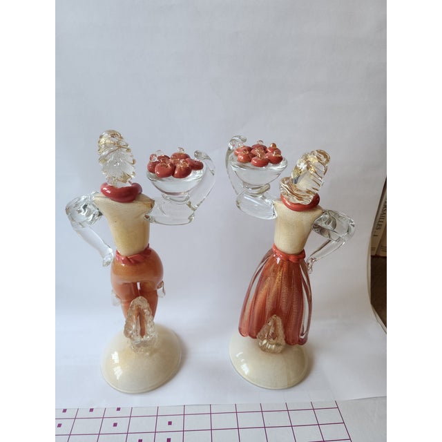 Glass Stunning Pair of Vintage Murano Glass Figures For Sale - Image 7 of 12