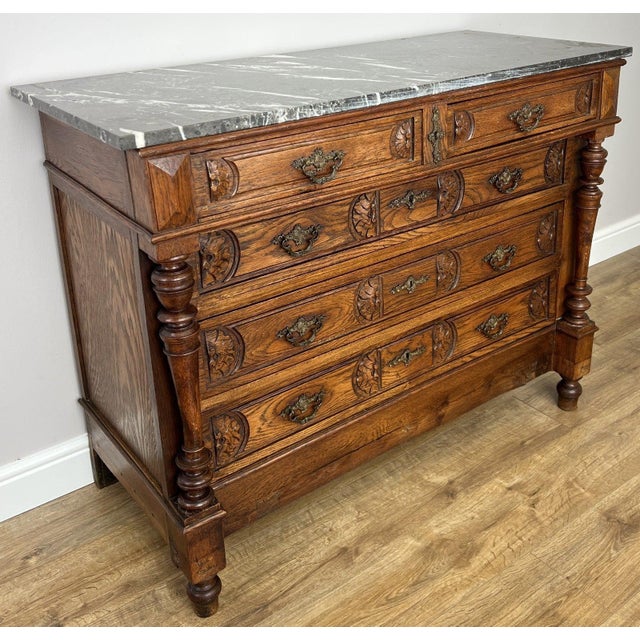 French Style Chest of Drawers with Marble Top For Sale - Image 3 of 18