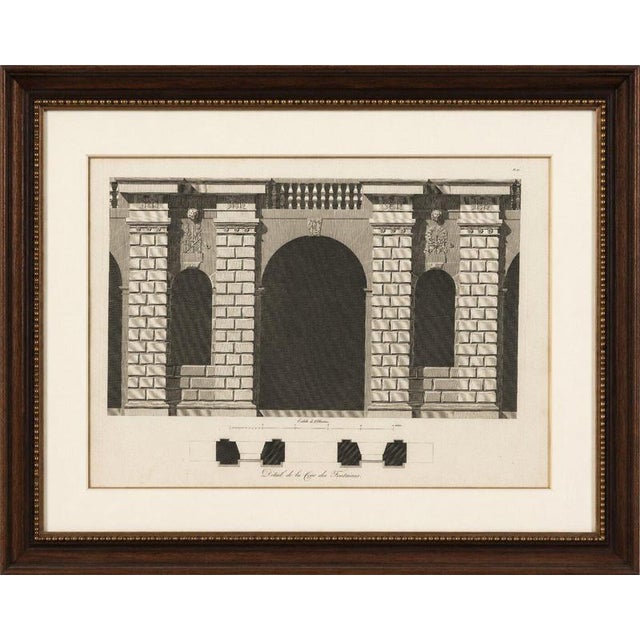 Cour des Fontaines Architectural Engraving by Baltard, 1803 Détail de la Cour des Fontaines – French Architectural...